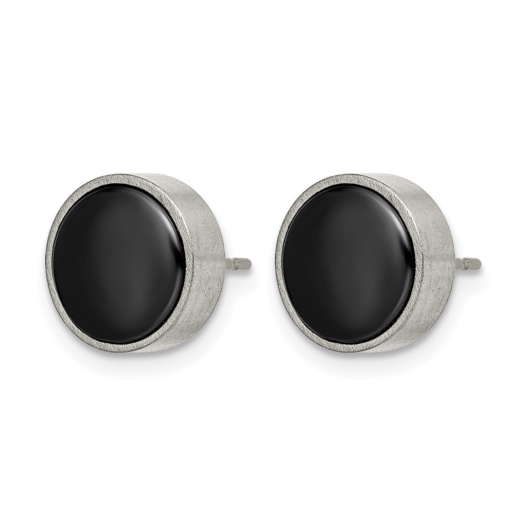 Titanium Ceramic Brushed Button Earrings