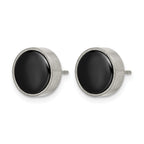 Titanium Ceramic Brushed Button Earrings