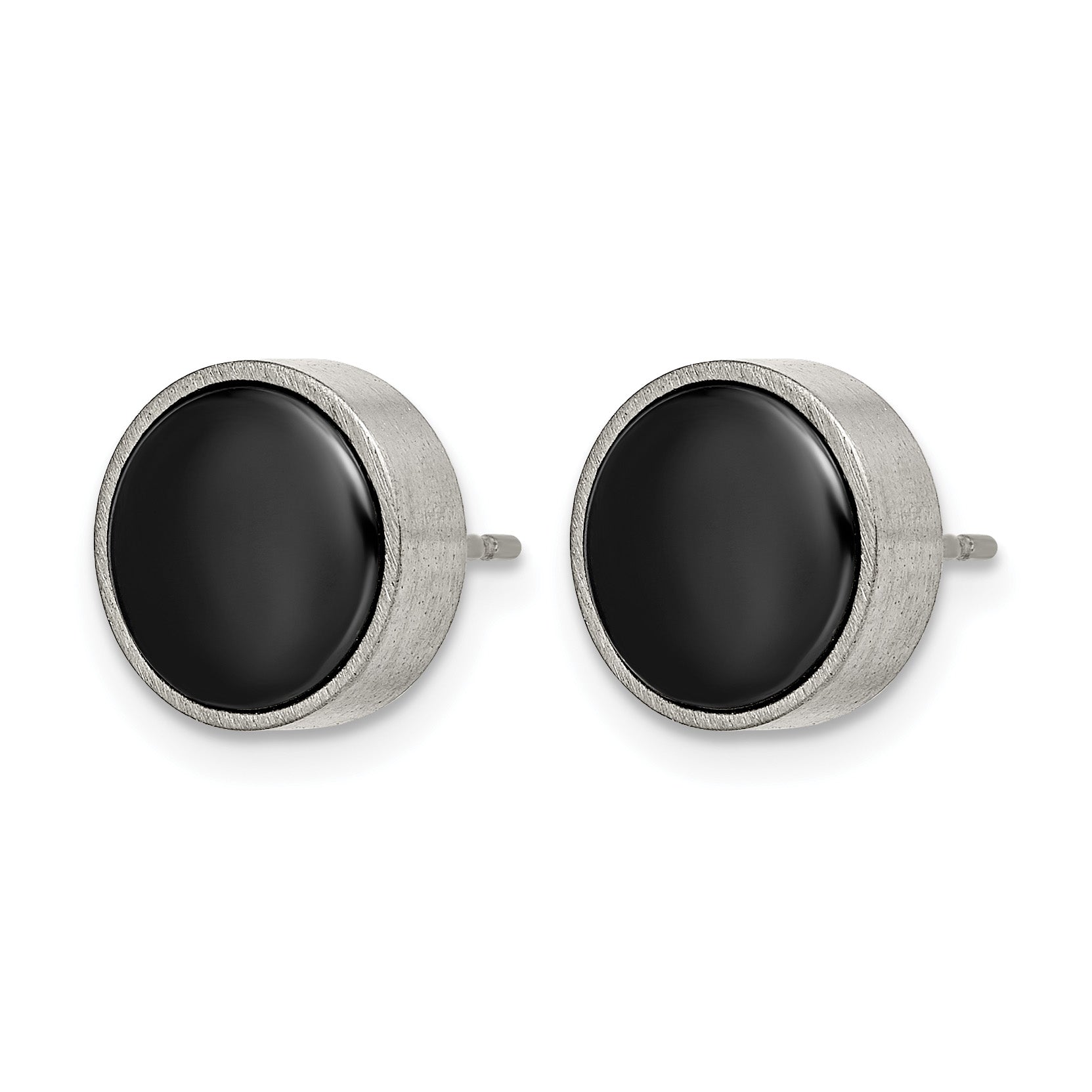 Titanium Ceramic Brushed Button Earrings