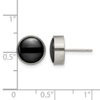 Titanium Ceramic Brushed Button Earrings