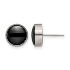 Titanium Ceramic Brushed Button Earrings