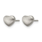 Titanium Brushed Heart Button Earrings