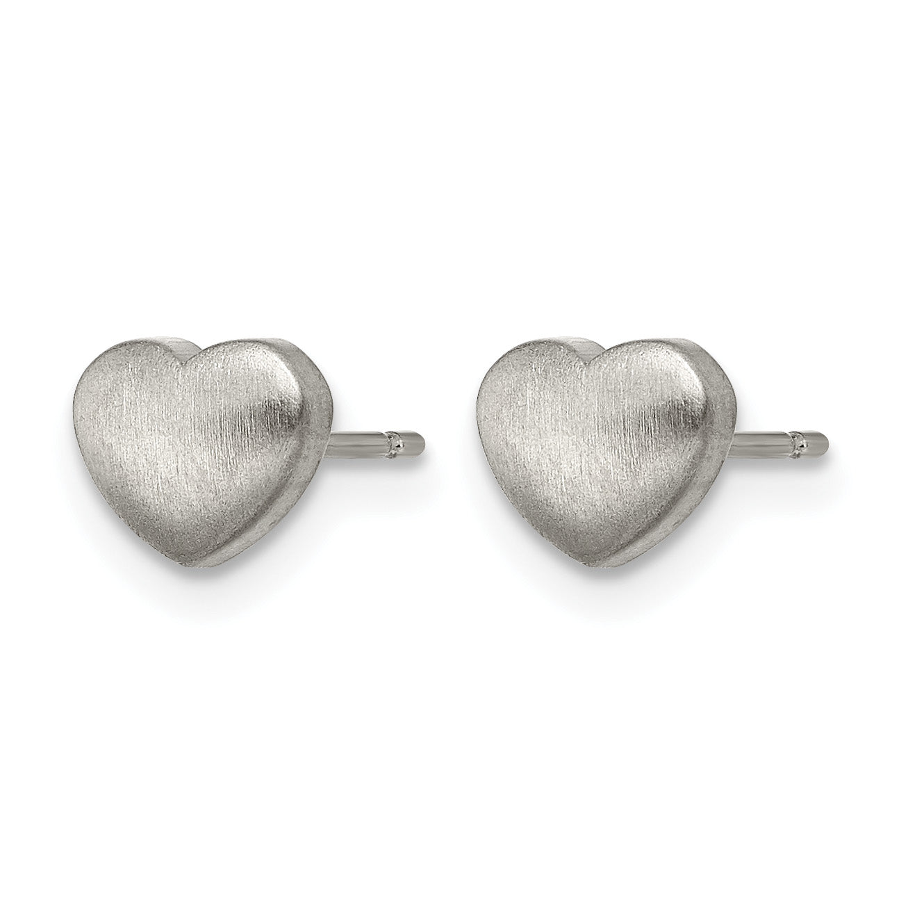 Titanium Brushed Heart Button Earrings