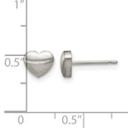 Titanium Brushed Heart Button Earrings