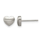 Titanium Brushed Heart Button Earrings