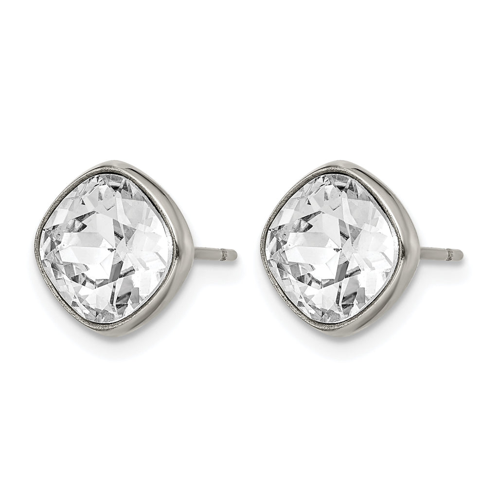 Titanium Polished Square Cubic Zirconia Stud Earrings