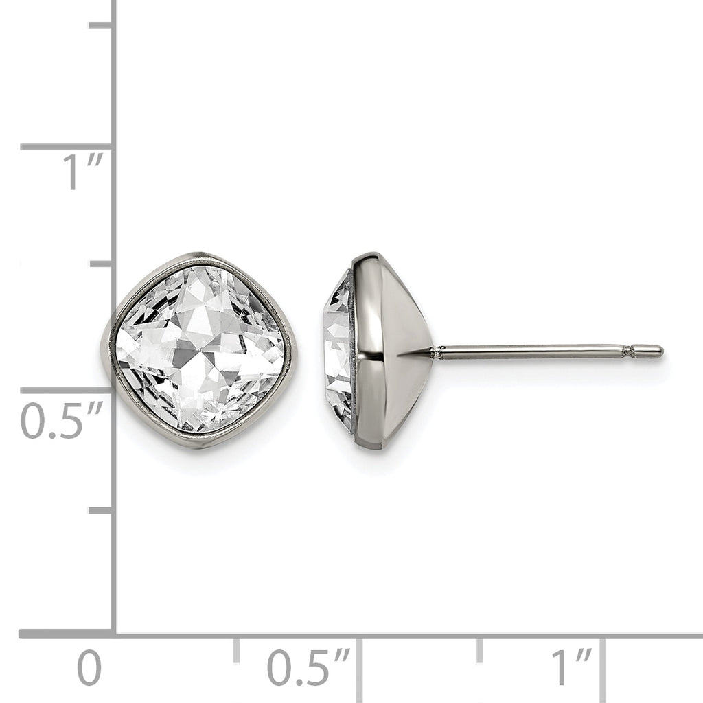 Titanium Polished Square Cubic Zirconia Stud Earrings