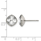 Titanium Polished Square Cubic Zirconia Stud Earrings