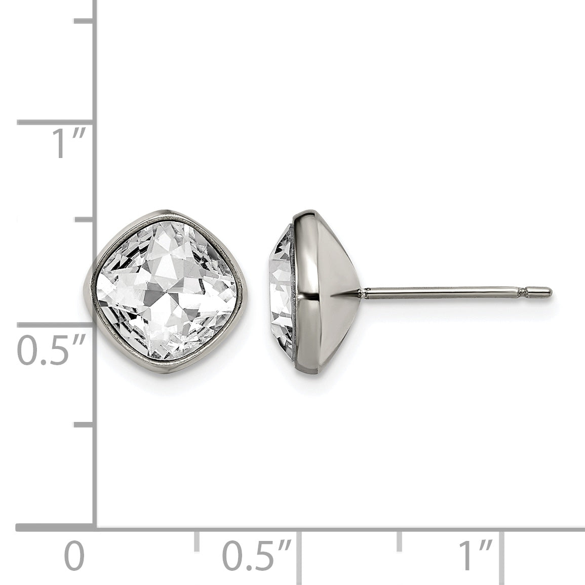 Titanium Polished Square Cubic Zirconia Stud Earrings
