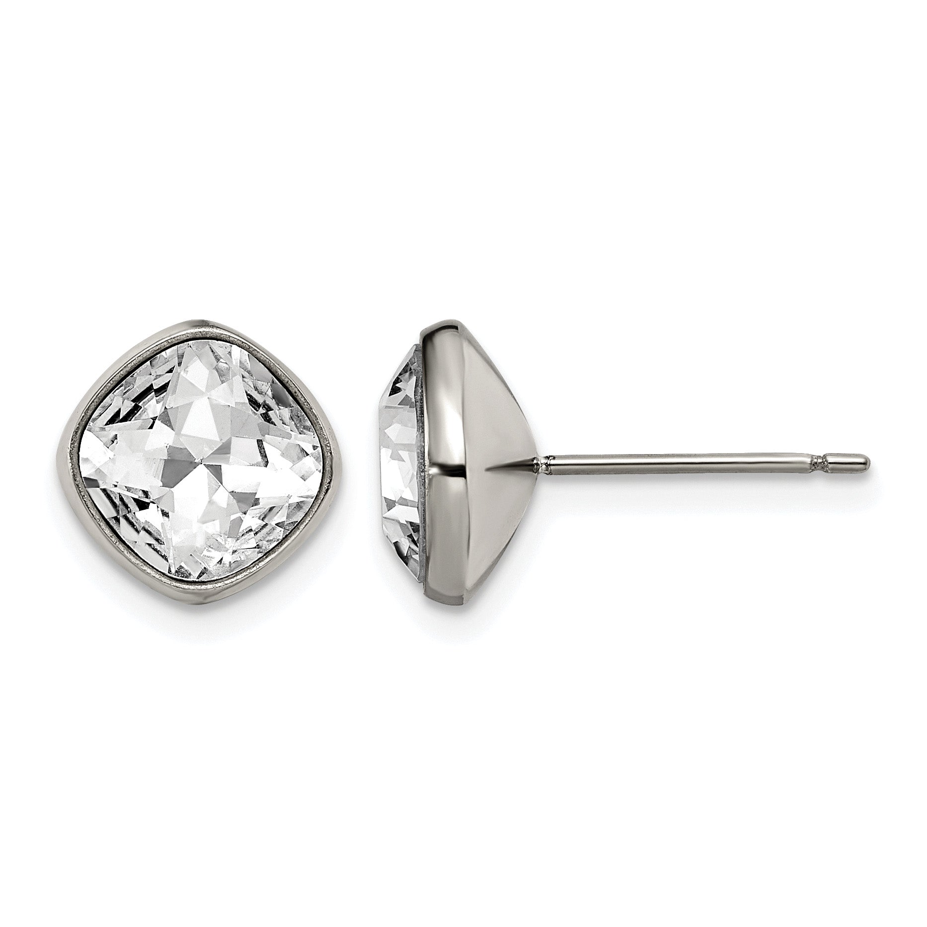 Titanium Polished Square Cubic Zirconia Stud Earrings Main image