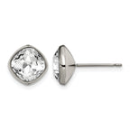 Titanium Polished Square Cubic Zirconia Stud Earrings