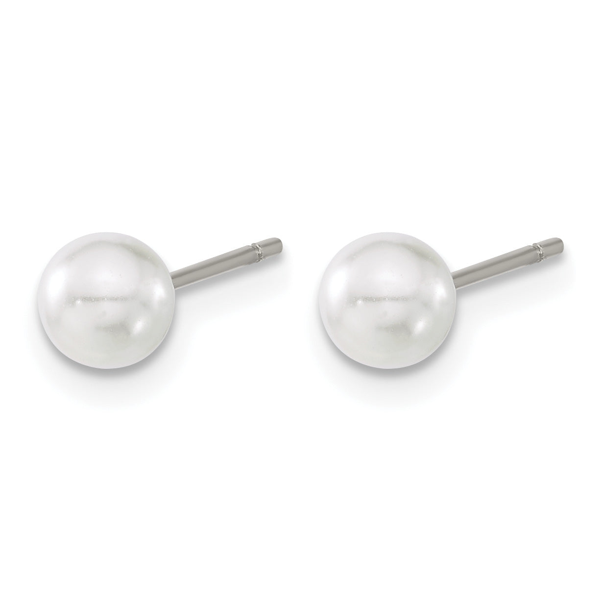Titanium Polished Pear Lab-Created Simulated Pearl Ball Earrings for Women Secondary image