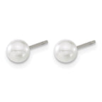 Titanium Polished Pear Lab-Created Simulated Pearl Ball Earrings for Women