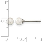 Titanium Polished Pear Lab-Created Simulated Pearl Ball Earrings for Women