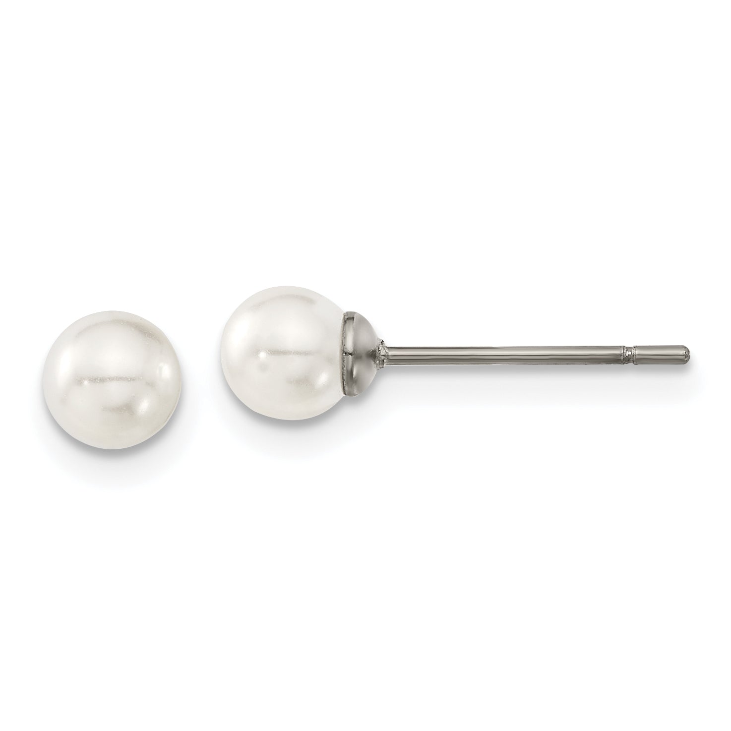 Chisel Titanium Polished 5mm Imitation Pearl Post Earrings Main image
