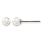 Titanium Polished Pear Lab-Created Simulated Pearl Ball Earrings for Women