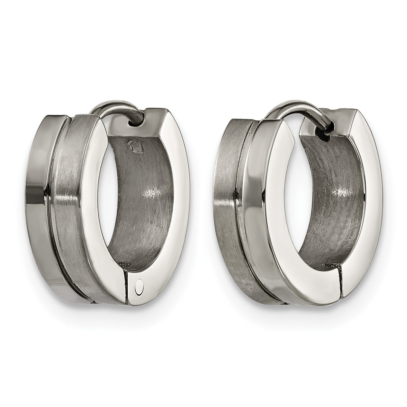 Titanium Polished & Brushed Huggie Hoop Earrings for Women Secondary image