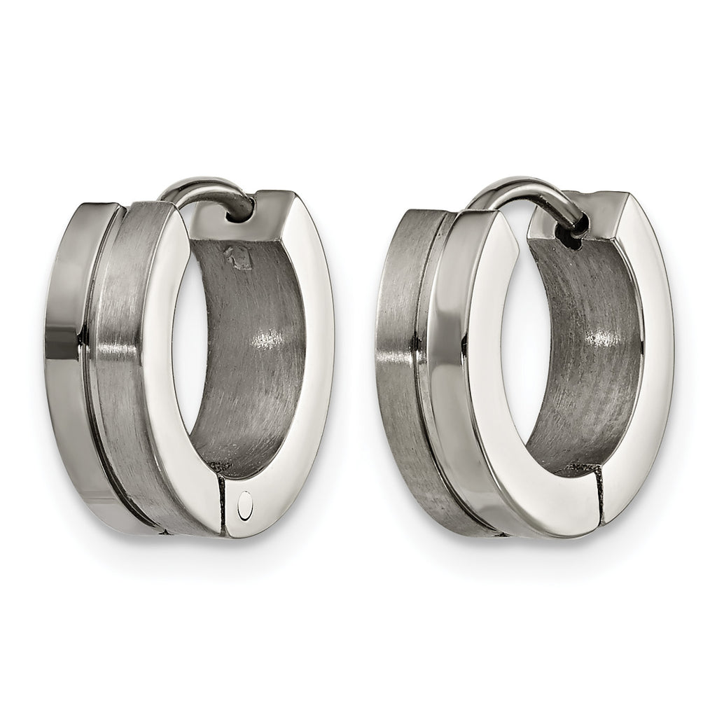 Titanium Polished & Brushed Huggie Hoop Earrings for Women