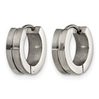 Titanium Polished & Brushed Huggie Hoop Earrings for Women