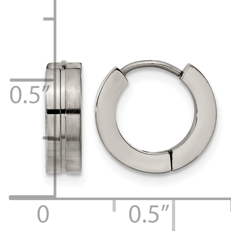 Titanium Polished & Brushed Huggie Hoop Earrings for Women