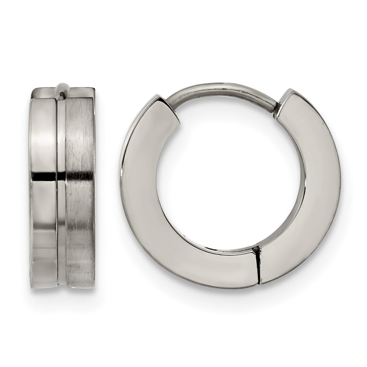 Titanium Polished & Brushed Huggie Hoop Earrings for Women