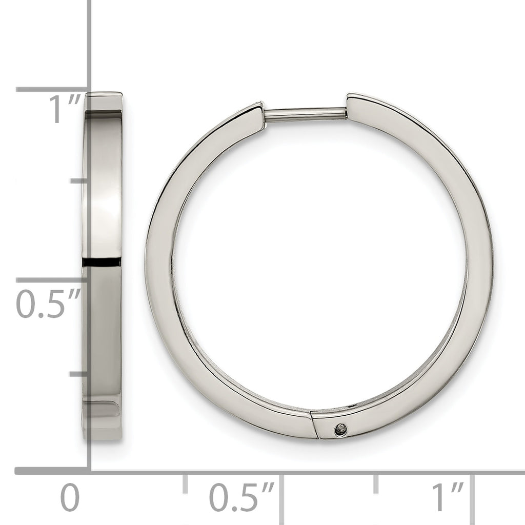 Titanium Polished Hinged Huggie Hoop Earrings for Women
