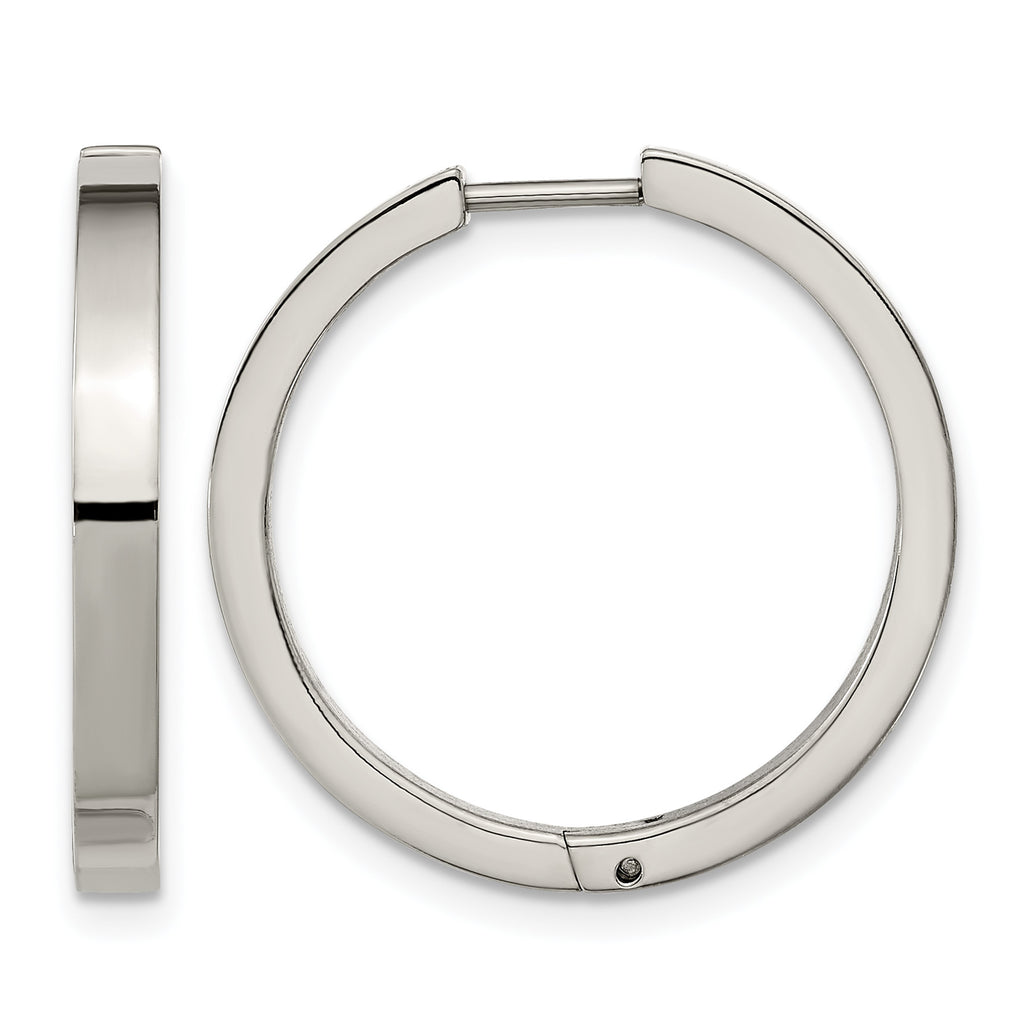 Titanium Polished Hinged Huggie Hoop Earrings for Women