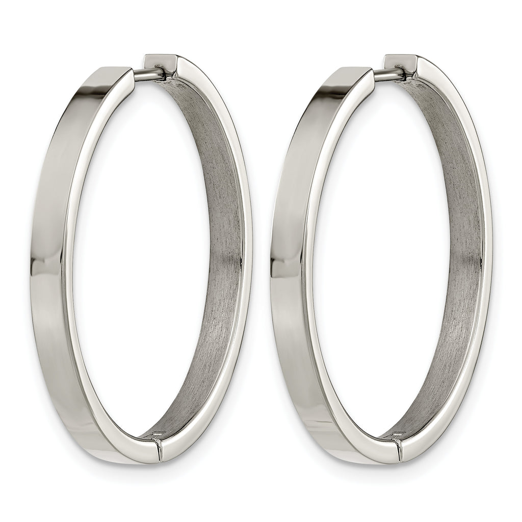 Titanium Polished Hinged Huggie Hoop Earrings for Women