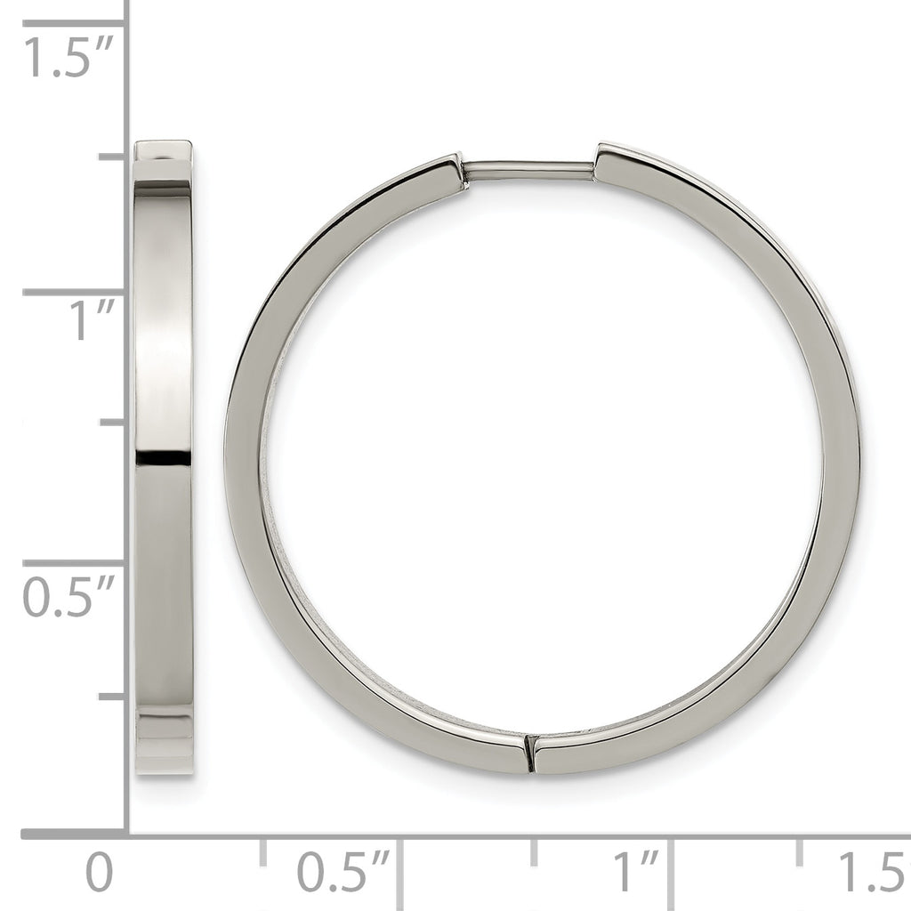 Titanium Polished Hinged Huggie Hoop Earrings for Women