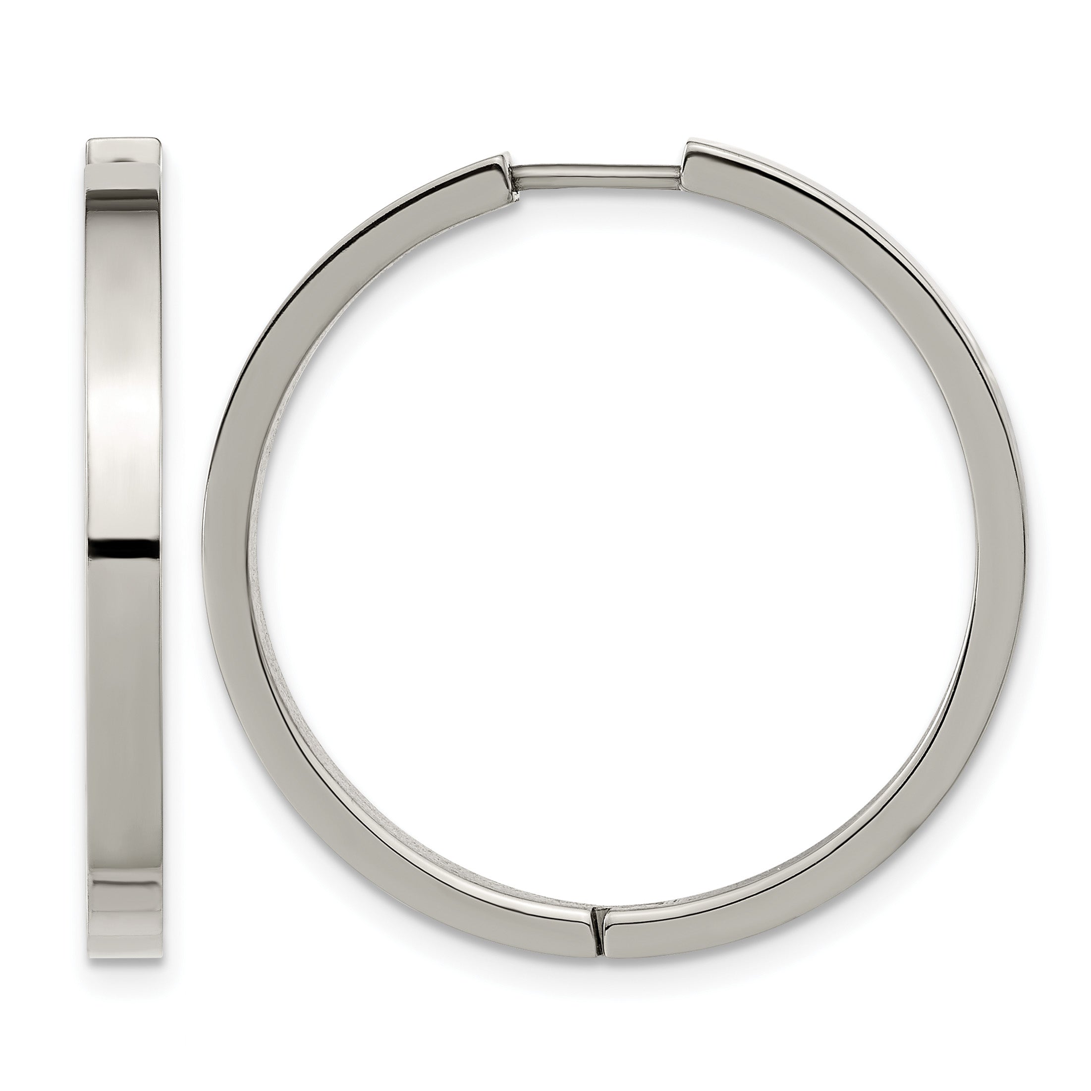 Titanium Polished Hinged Huggie Hoop Earrings for Women
