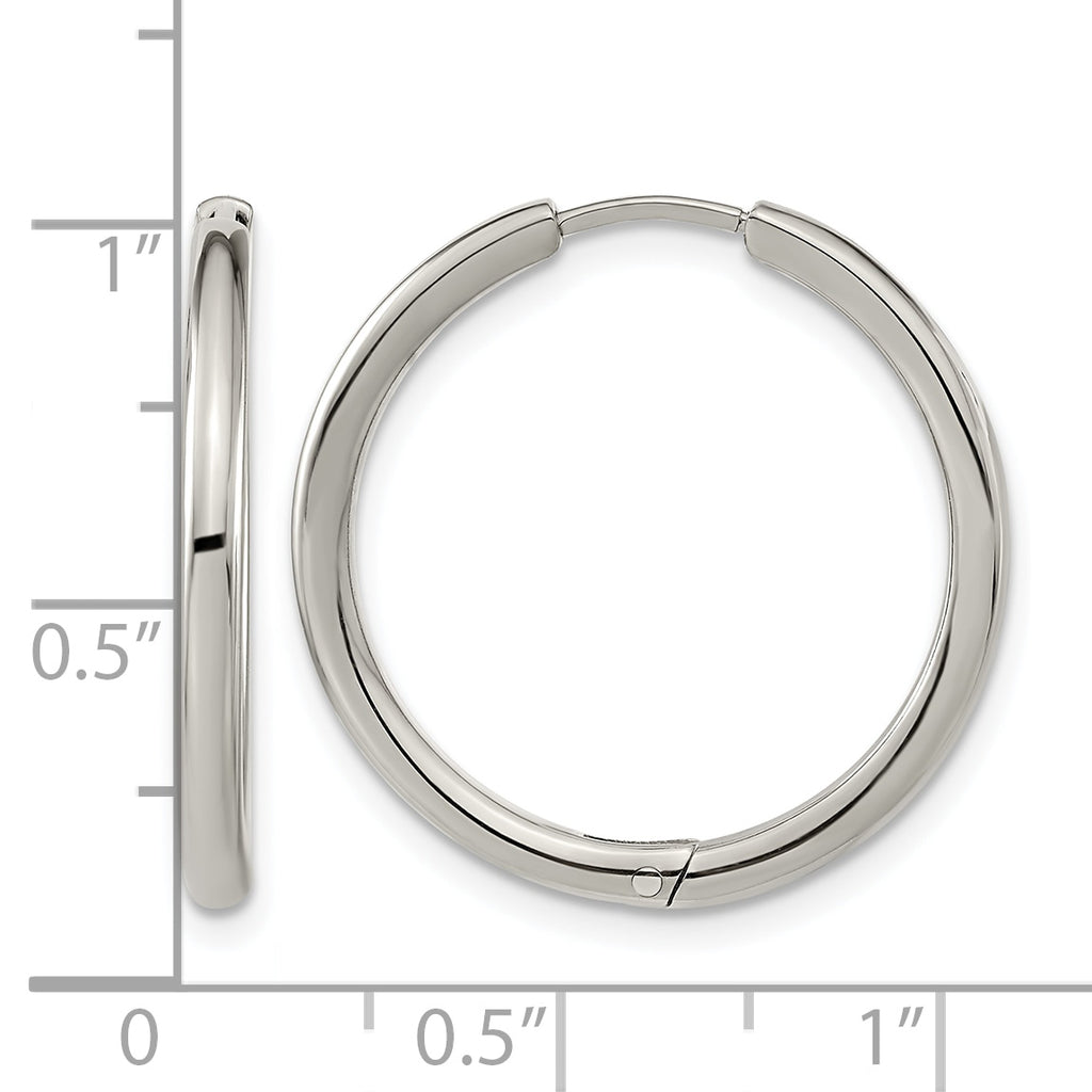 Titanium Polished Hinged Huggie Hoop Earrings for Women