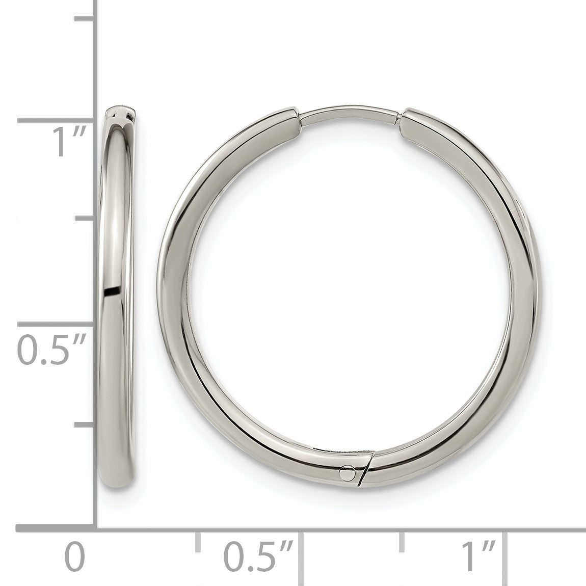 Titanium Polished Hinged Huggie Hoop Earrings for Women