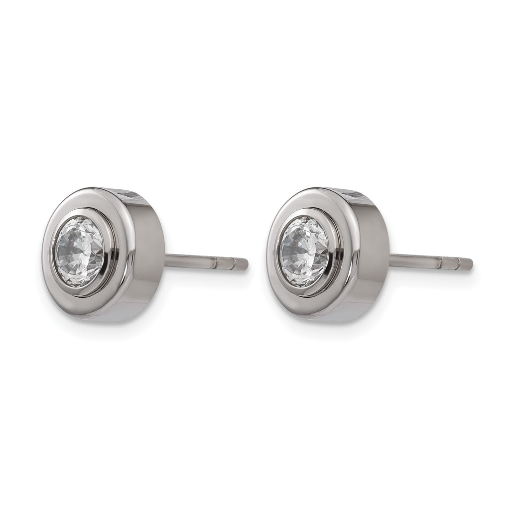 Titanium Polished Cubic Zirconia Stud Earrings