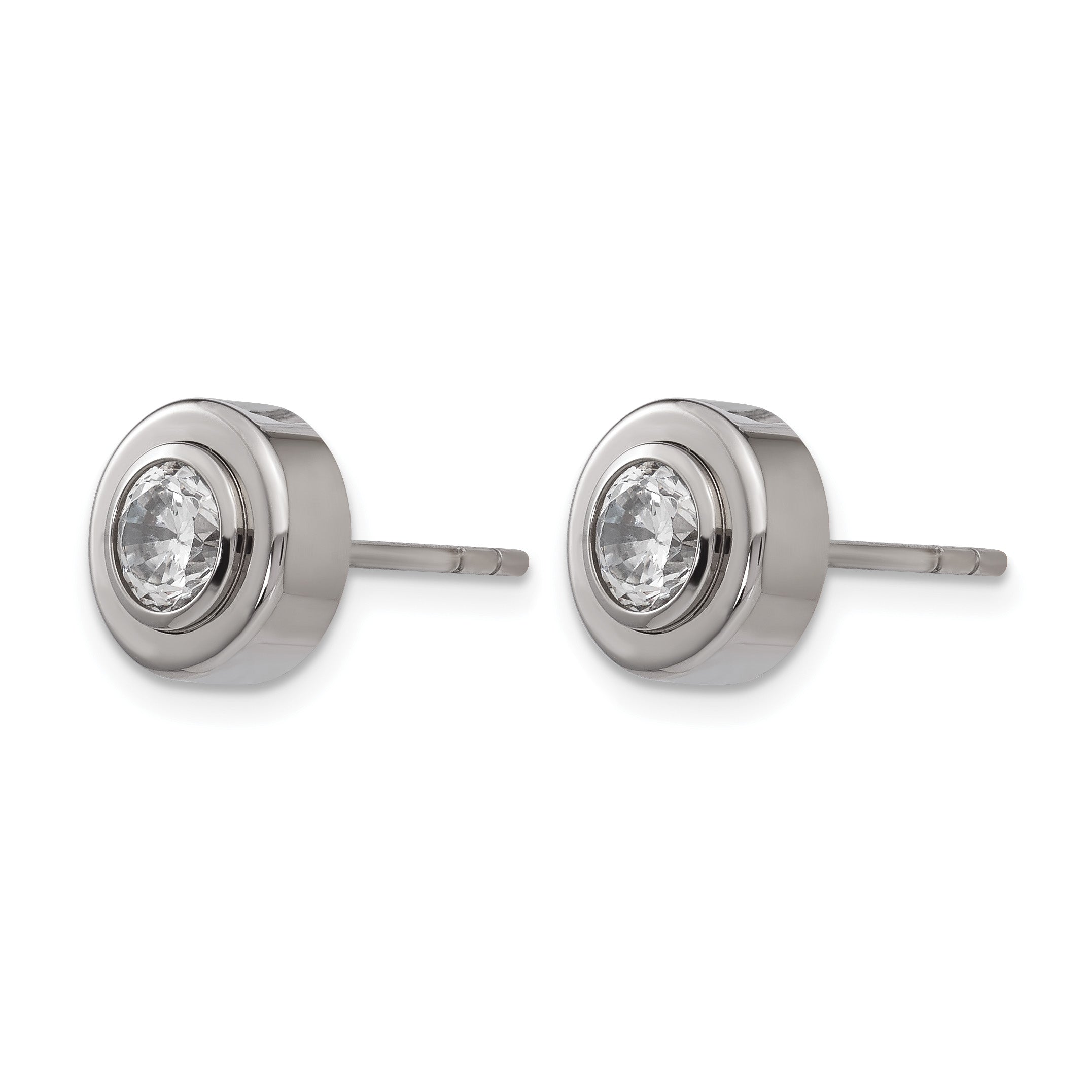 Titanium Polished Cubic Zirconia Stud Earrings