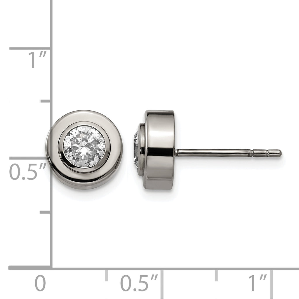 Titanium Polished Cubic Zirconia Stud Earrings