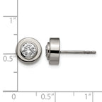 Titanium Polished Cubic Zirconia Stud Earrings