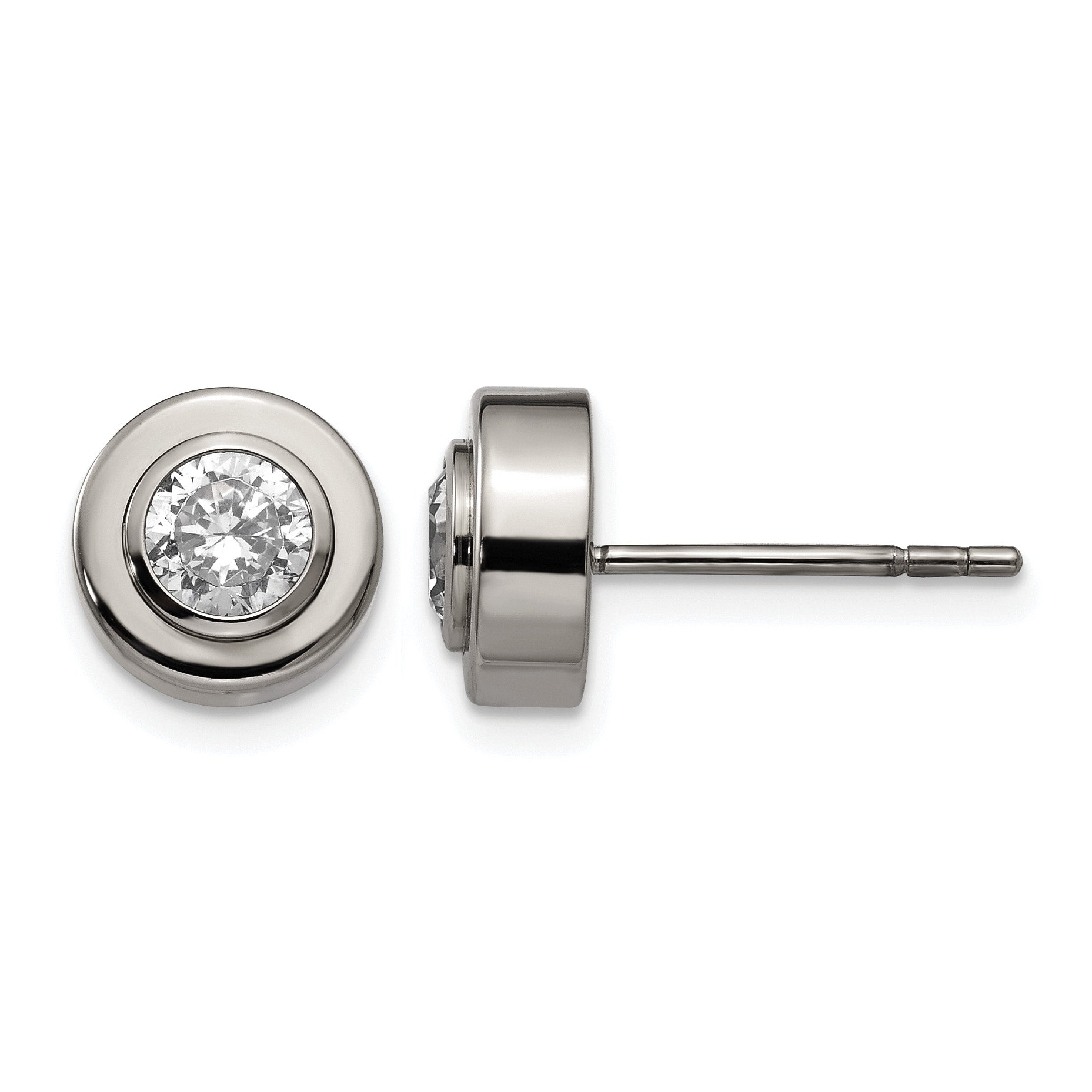 Titanium Polished Cubic Zirconia Stud Earrings Main image