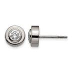 Titanium Polished Cubic Zirconia Stud Earrings