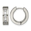 Titanium Polished Hinged Cubic Zirconia Huggie Hoop Earrings