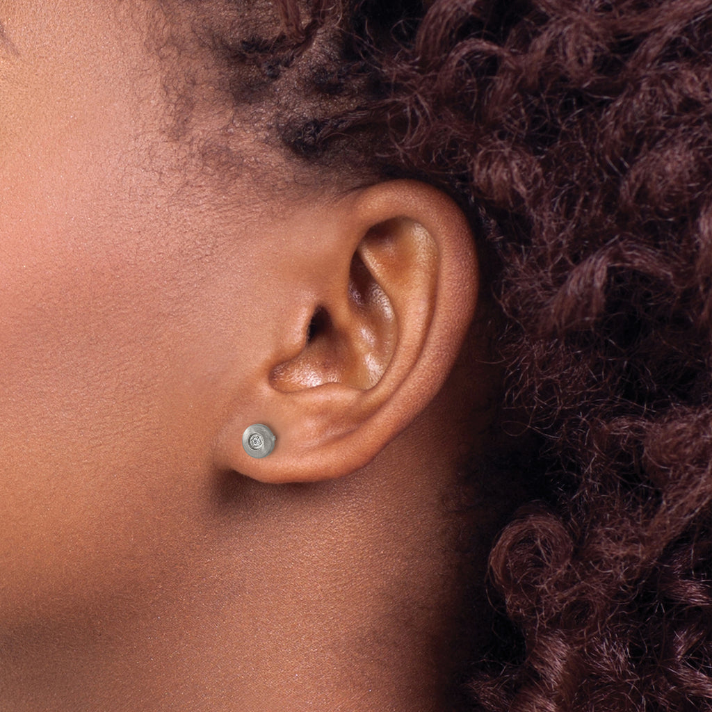 Chisel Titanium Brushed CZ Post Earrings