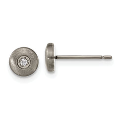 Chisel Titanium Brushed CZ Post Earrings