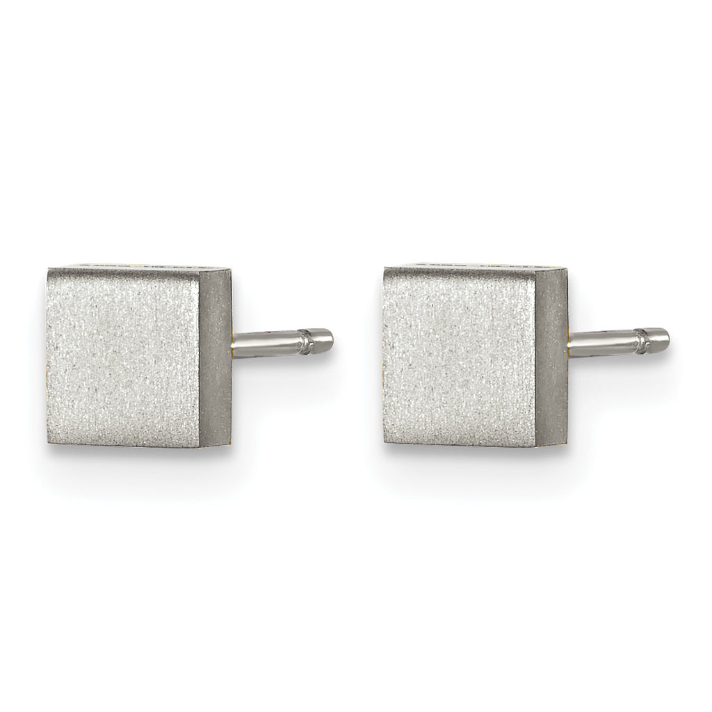 Titanium Brushed Square Button Earrings