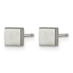 Titanium Brushed Square Button Earrings