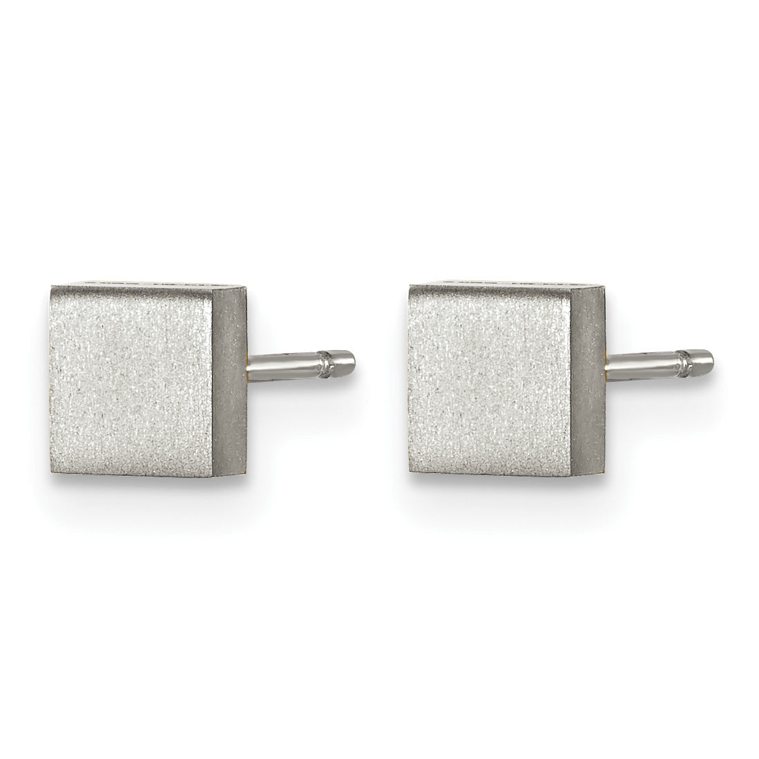 Titanium Brushed Square Button Earrings