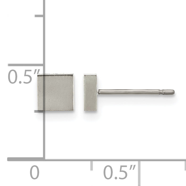 Titanium Brushed Square Button Earrings