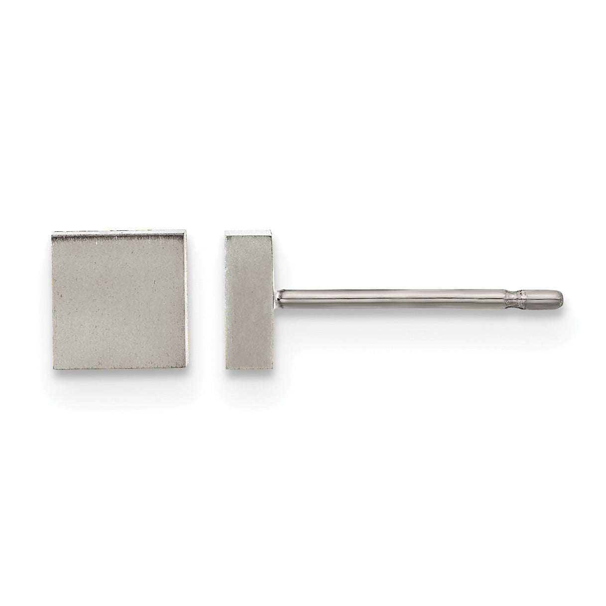 Titanium Brushed Square Button Earrings Main image