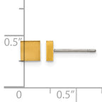 Titanium Gold-Tone Brushed Square Button Earrings