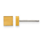 Titanium Gold-Tone Brushed Square Button Earrings