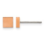 Titanium Rose Gold-Tone Brushed Square Button Earrings