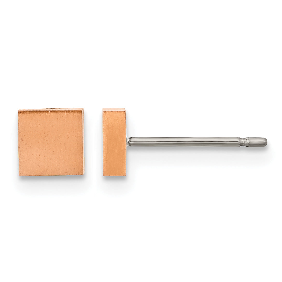 Titanium Rose Gold-Tone Brushed Square Button Earrings